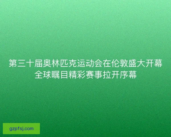 第三十届奥林匹克运动会在伦敦盛大开幕全球瞩目精彩赛事拉开序幕